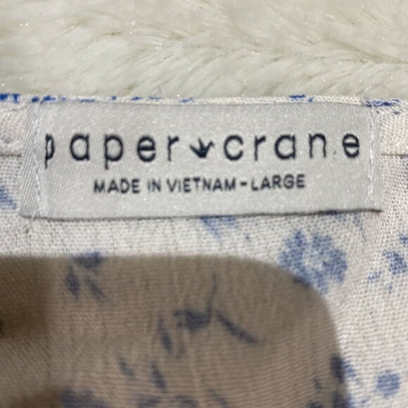 Paper Crane Cami Blouse Womens Large White 100% Rayon Floral Pullover Drop Waist - Picture 6 of 10